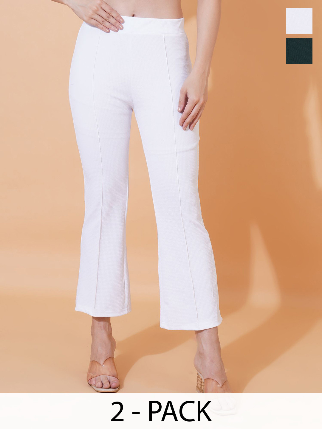 Kasendra Women Pack of 2 Comfort Mid-Rise Bootcut Trousers