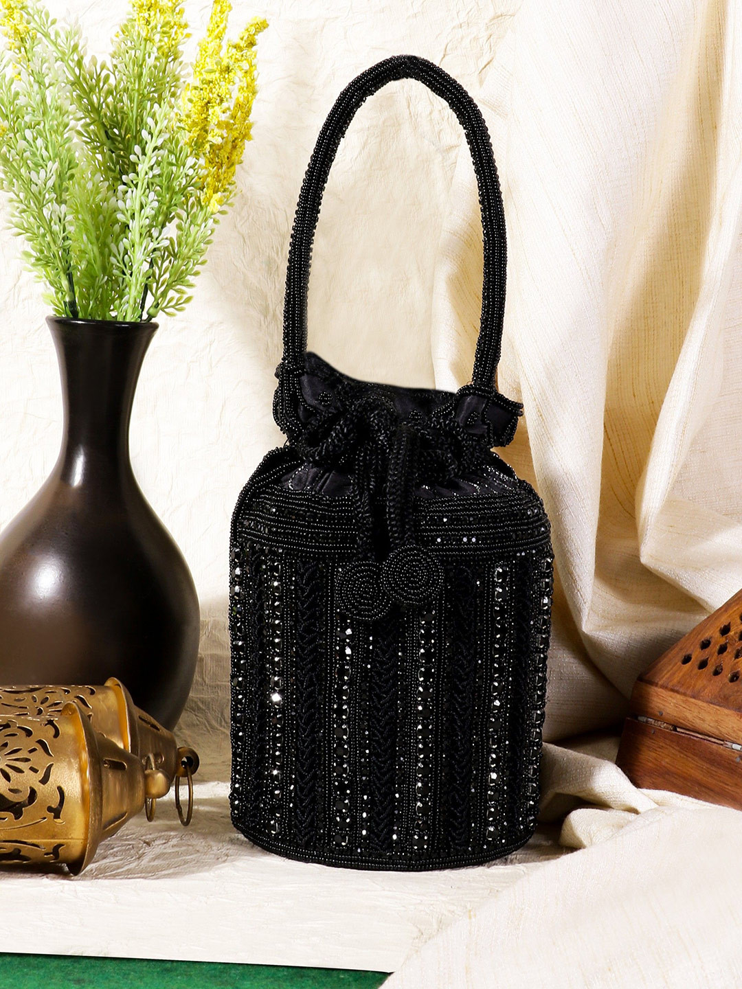 MISHA Noor Jute Embroidered Potli Clutch