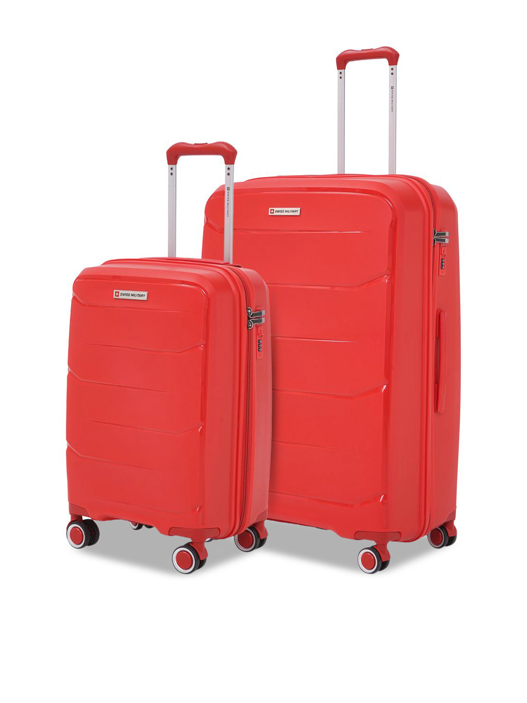 SWISS MILITARY EDGE Set Of 2 3D Design  Hard Sided Anti Theft Cabin & Medium Trolley Bags