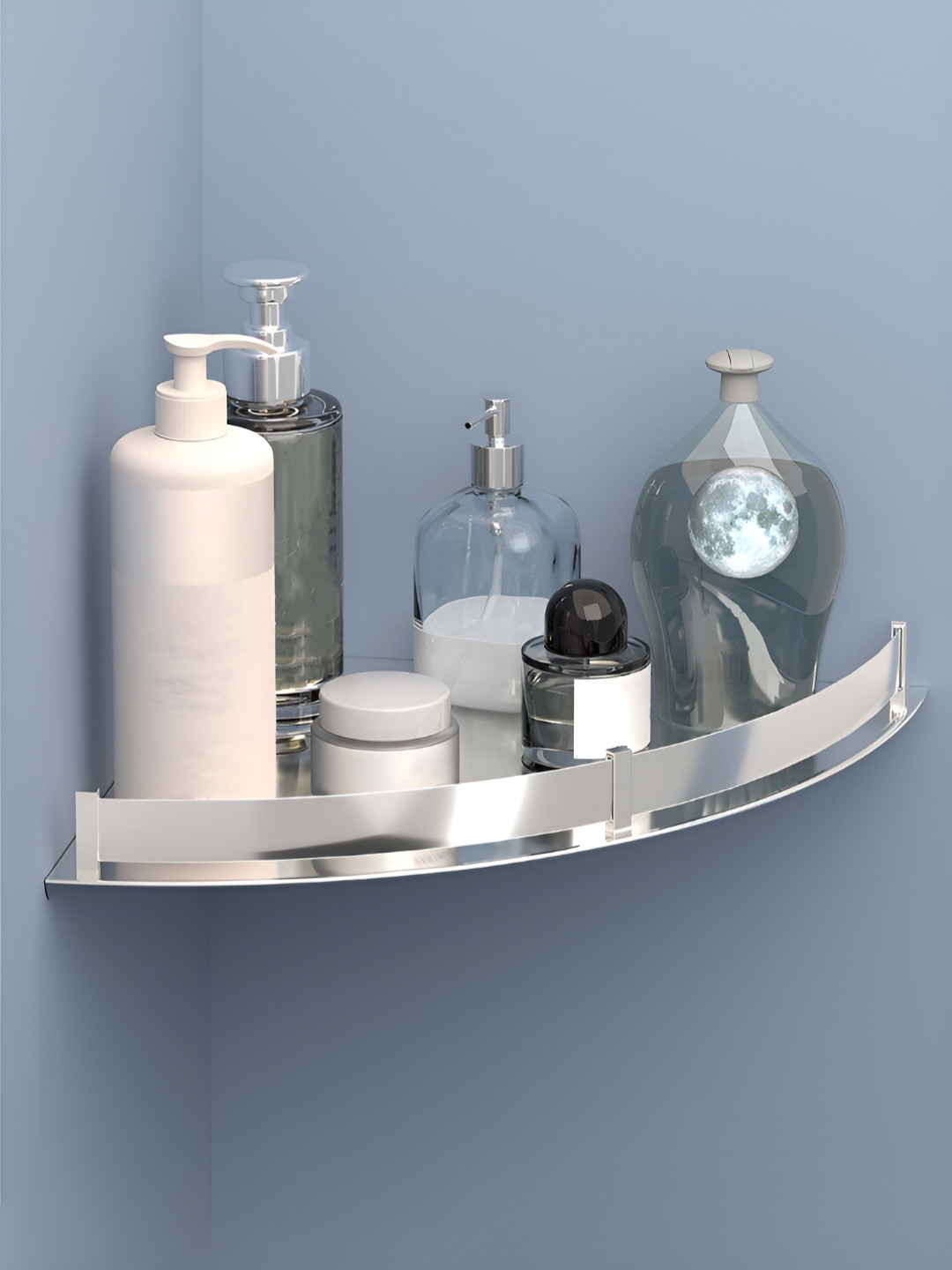 Myntra Elegant Homes 12x12 Inch Stainless Steel Wall Mounted Corner Shelf