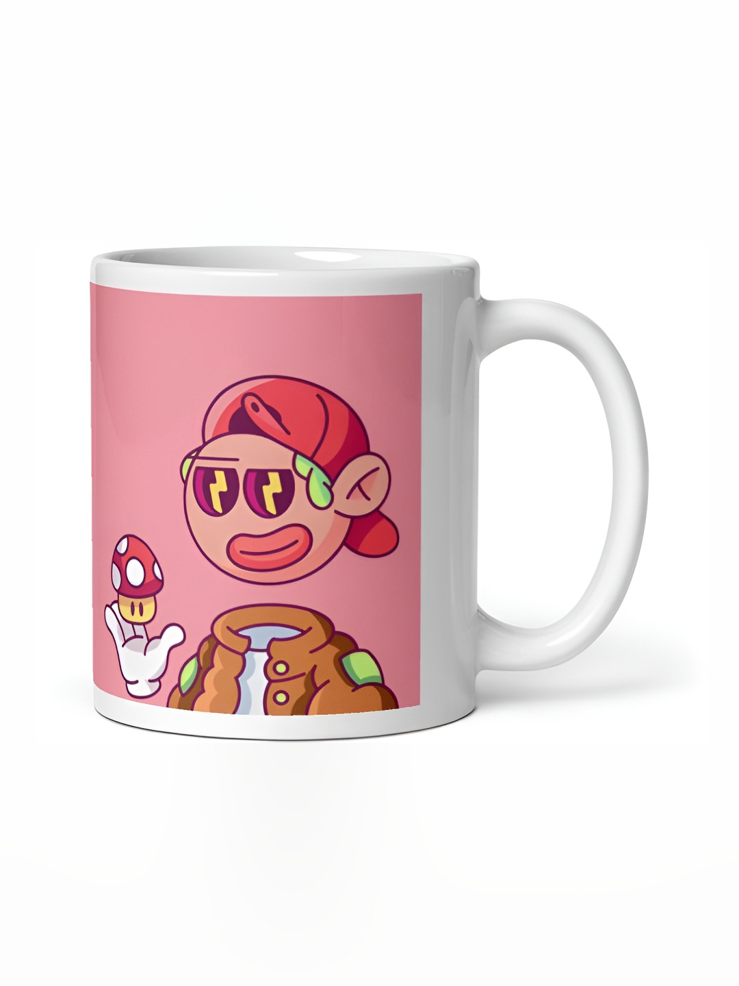 Mr UVD Pink & White Graphic Printed Ceramic Glossy Mug - 350 ml
