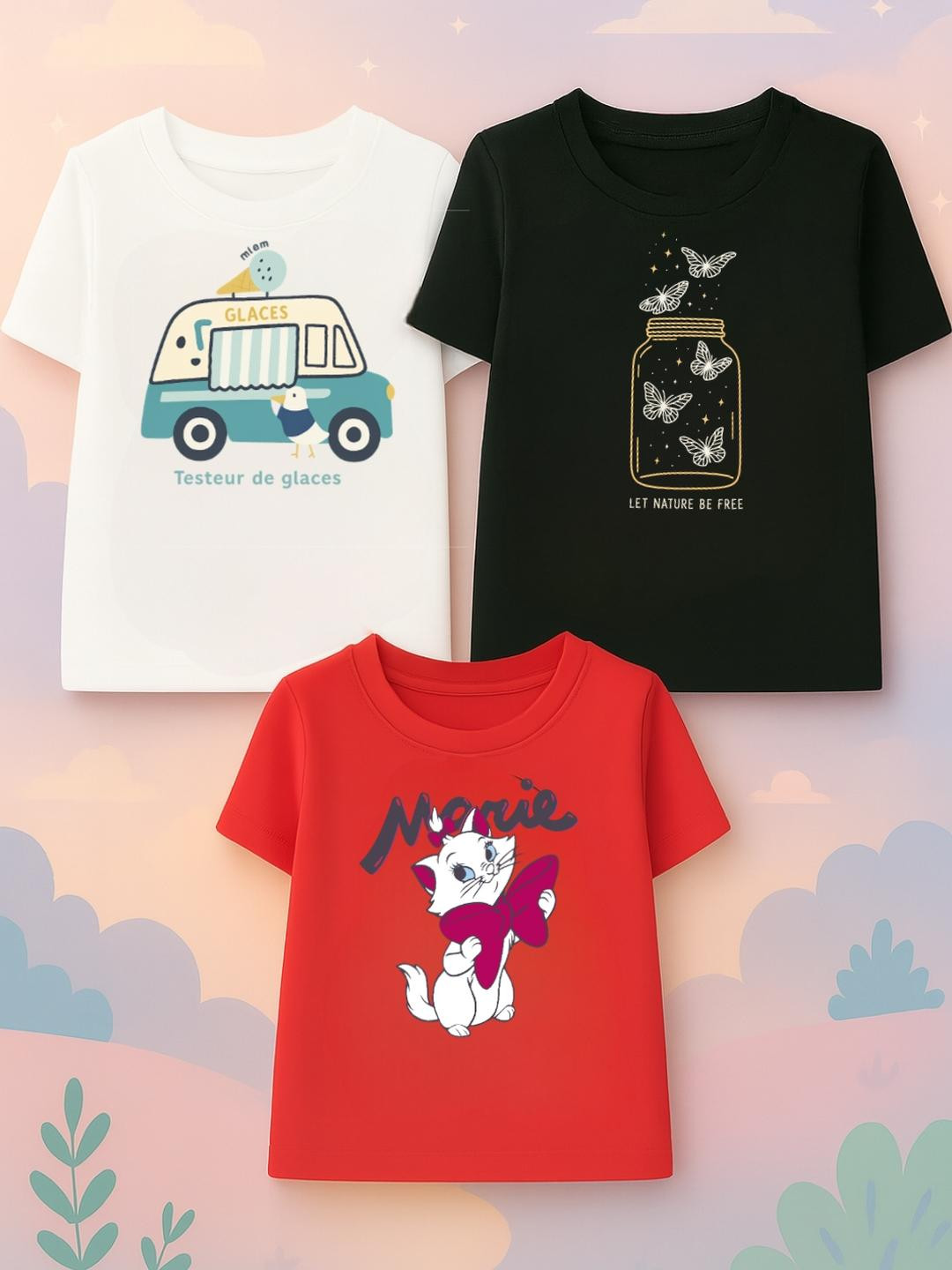 Damn Gud Girls Multicolour T-Shirt Pack of 45