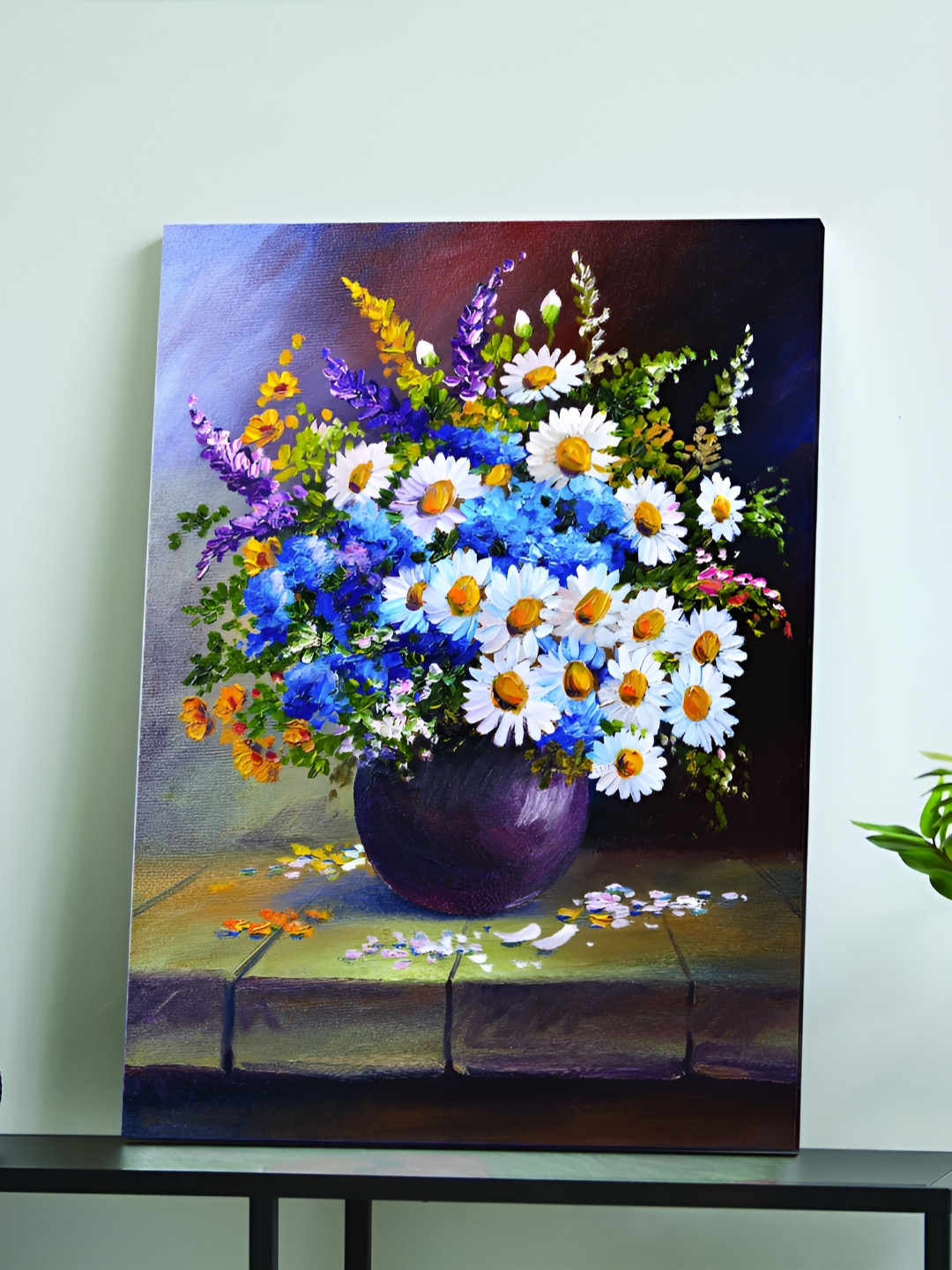 Myntra Elegant Homes Bunch of White Sunflower Art Stretched On Frame Canvas Wall Painting