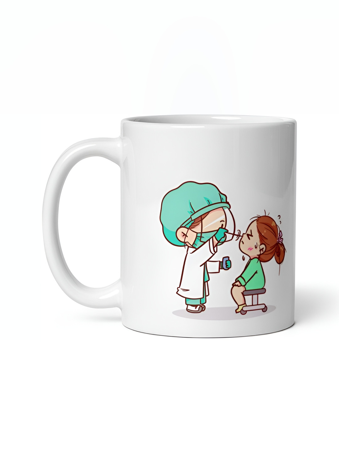 Mr UVD White & Green Graphic Printed Ceramic Glossy Mug 350 ML