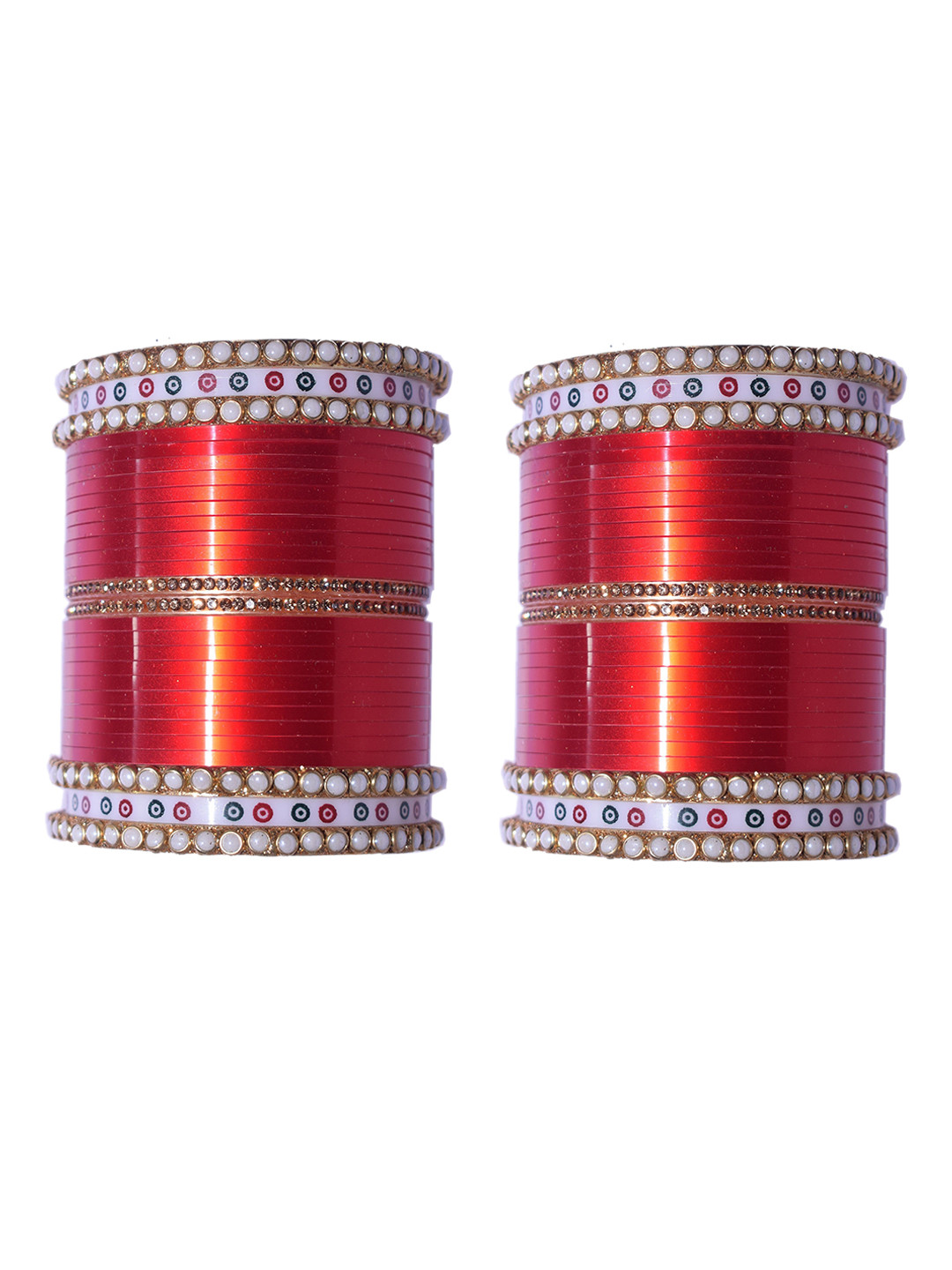 Shopmart Set Of 18 Stone-Studded Chuda Bangles