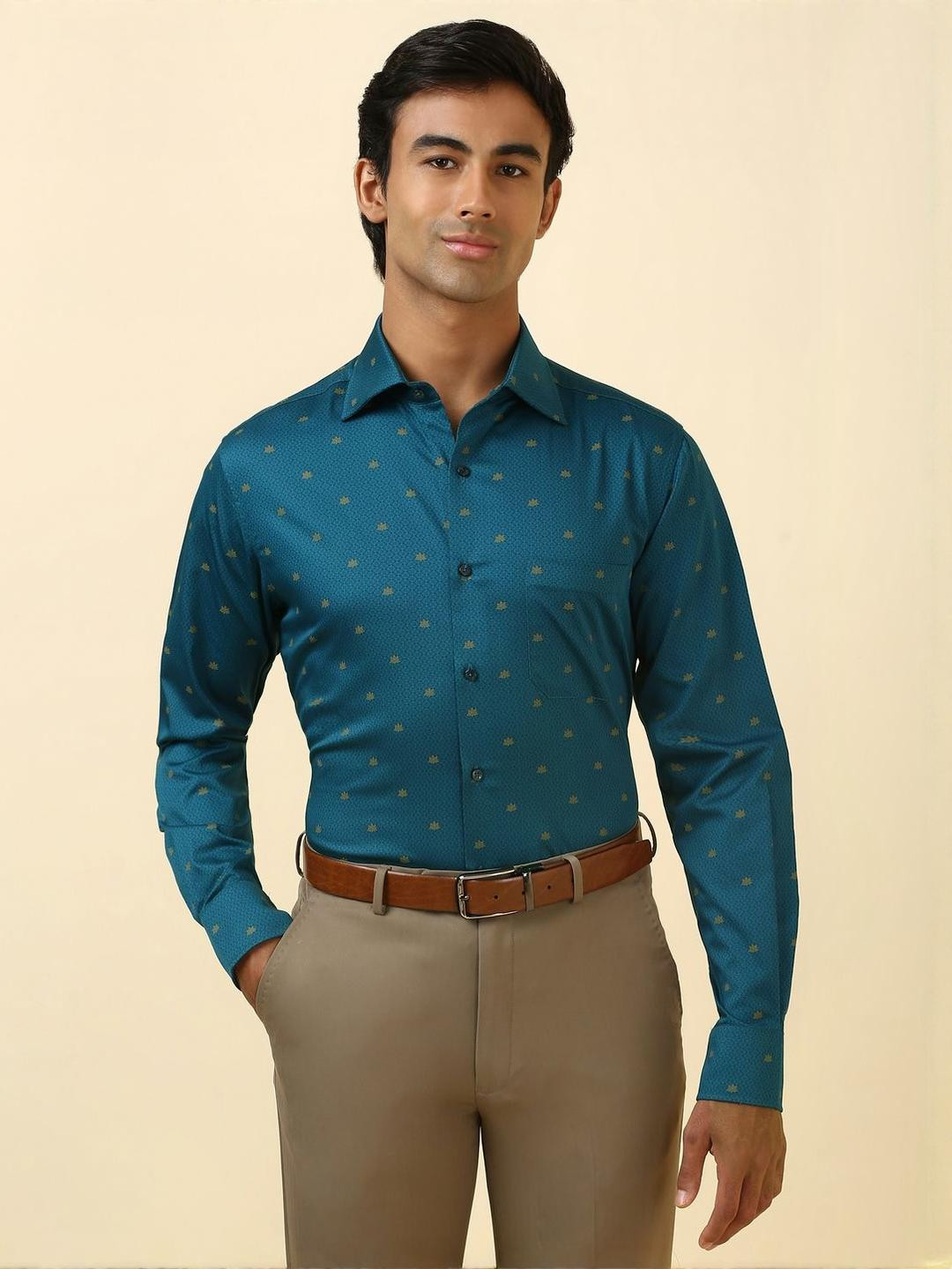 Allen Solly Sport Formal Printed Spread Collar Cotton Slim Fit Formal Shirt