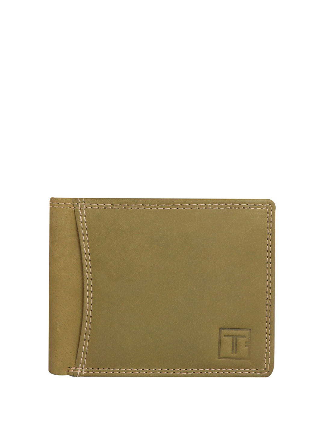 TAWS&TIMBER Men Zip Detail Leather Two Fold Wallet