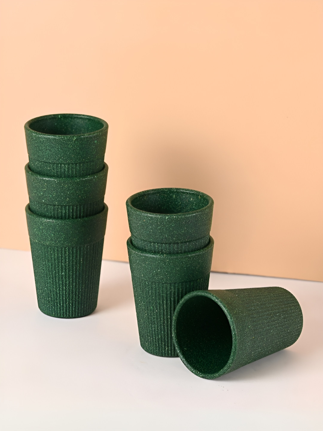 eha Green Solid Matte Cups Set of 6 Cups