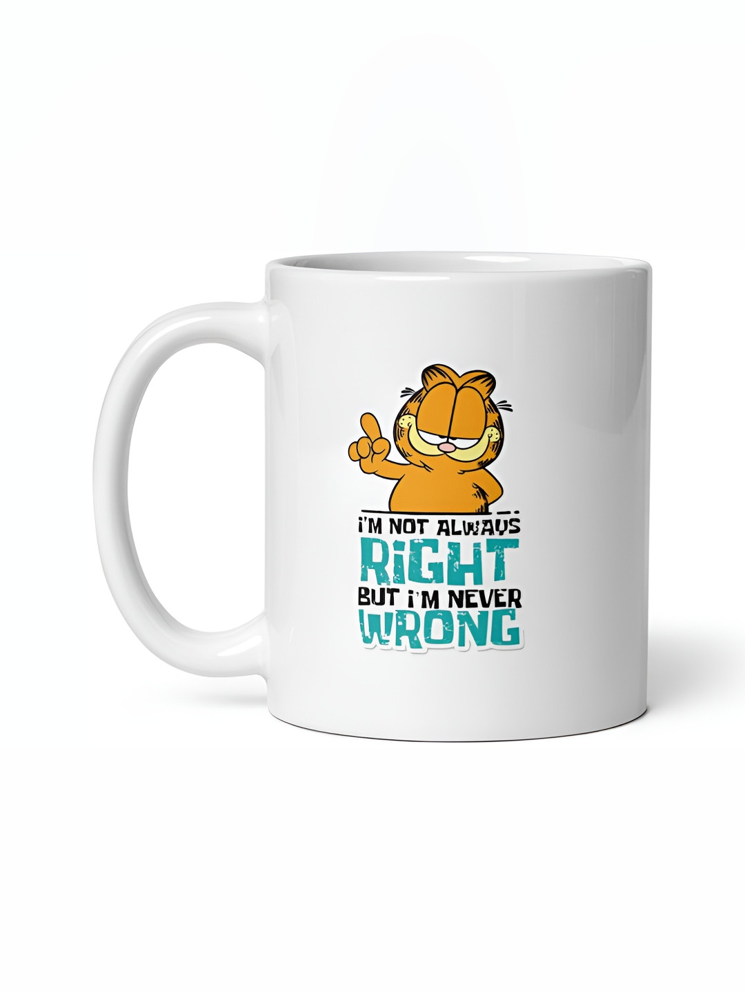 Mr UVD White & Yellow Cat Printed Ceramic Mug 350ml