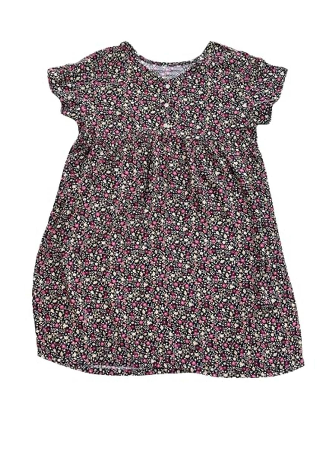 Black Multi Colour Floral Pattern Kids Frock
