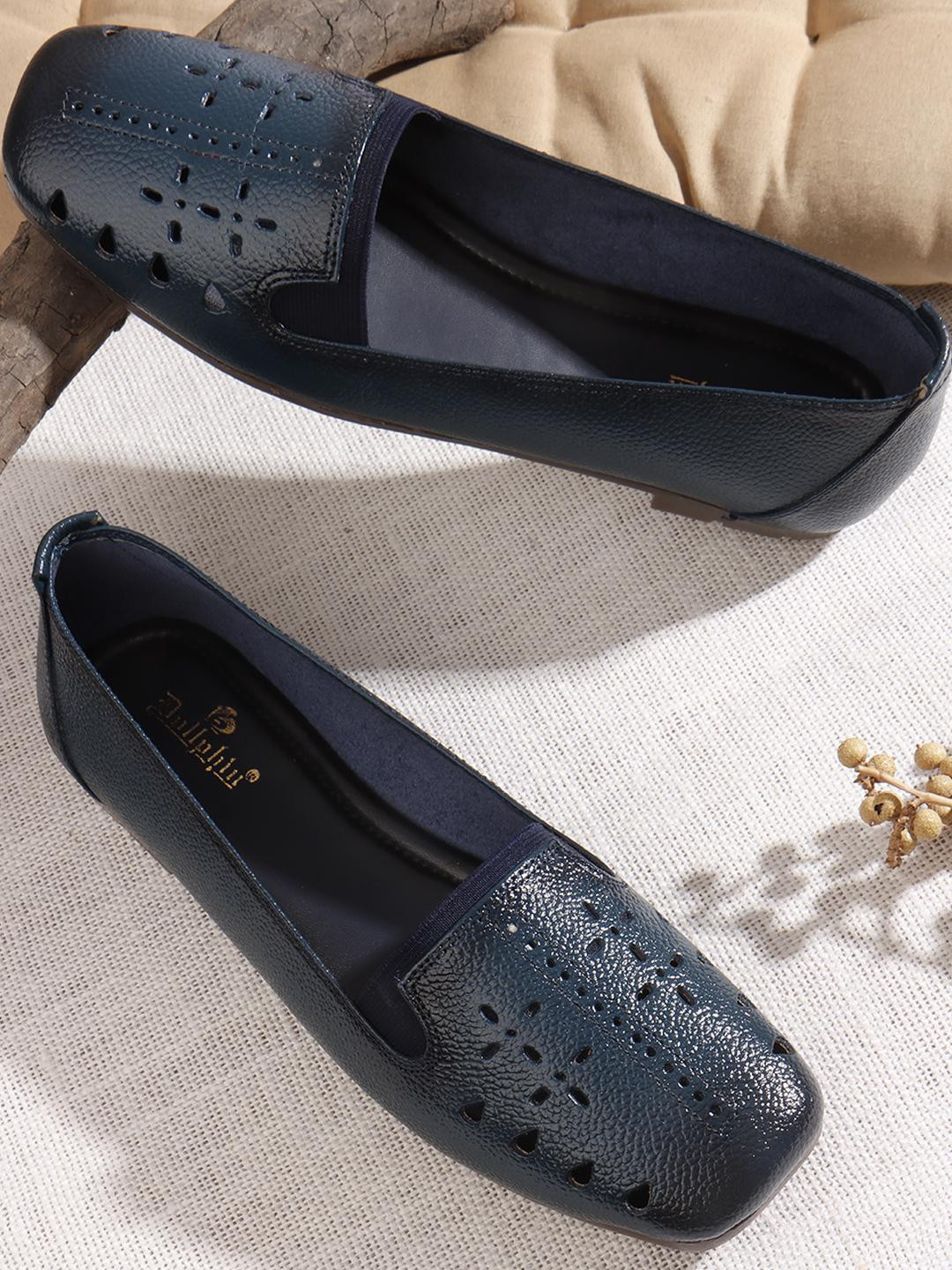 Dollphin Women Blue Bellies Flats with Laser Cuts