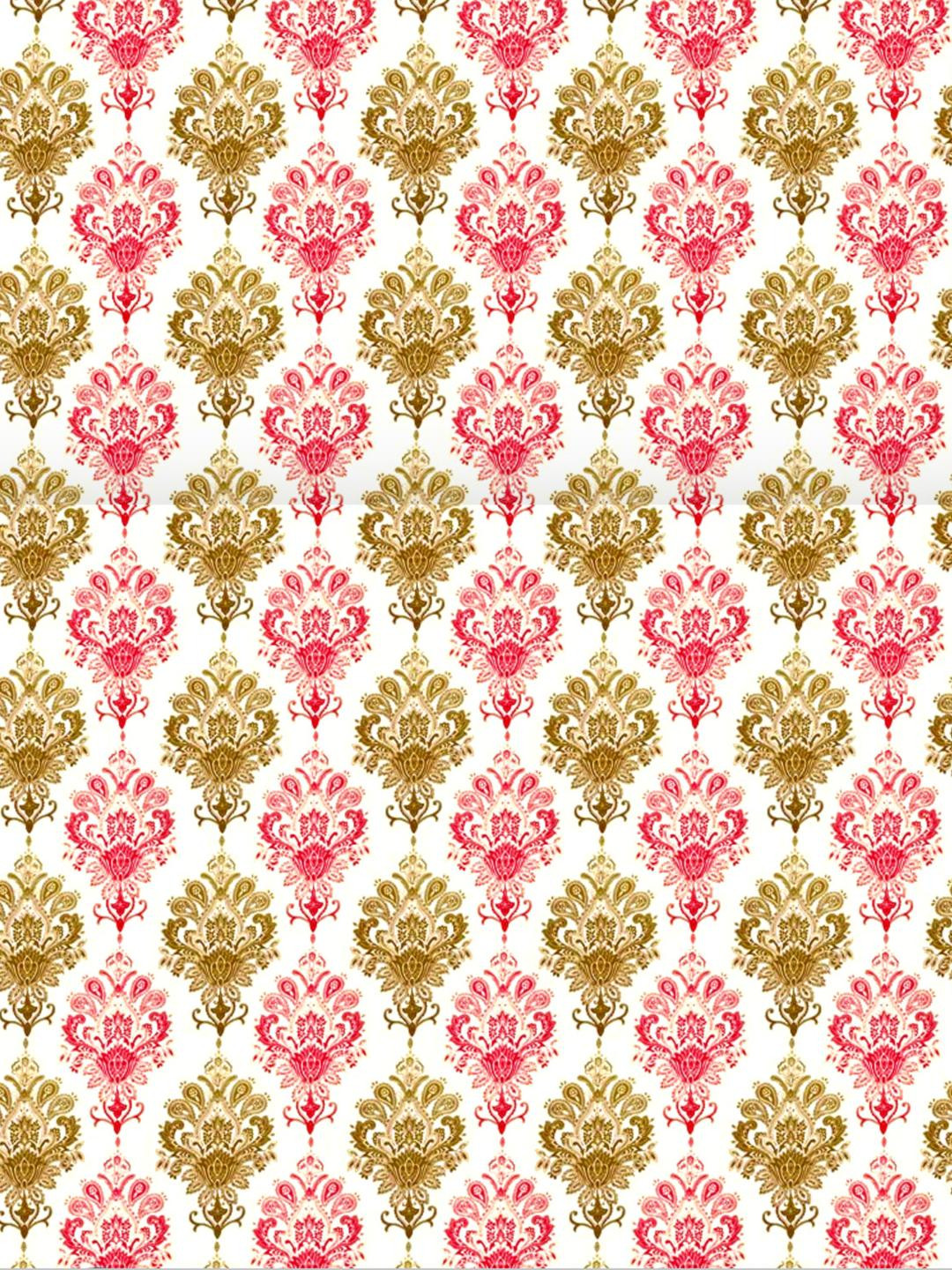 INDIAN ROYALS Pink & Golden Printed Damask Wallpaper