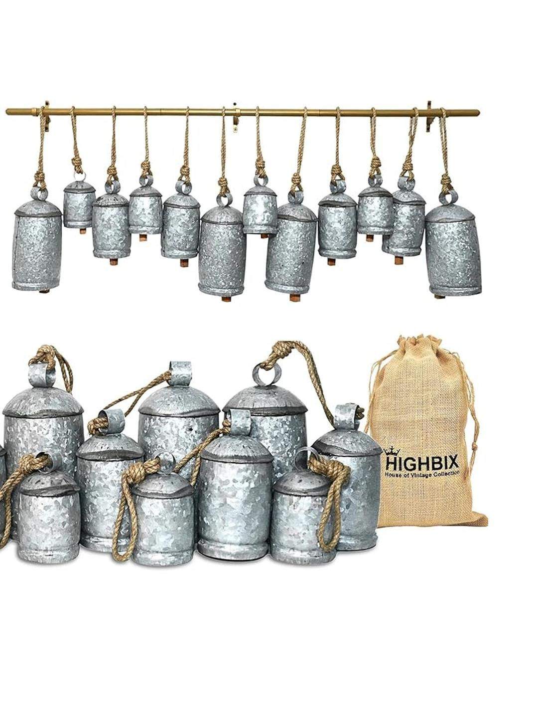 HIGHBIX Rustic Handmade Christmas Jingle Cowbells Complete Set