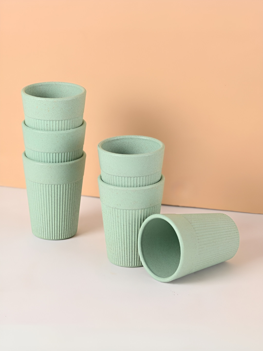 eha Pack of 6 Green Solid Matte Cups