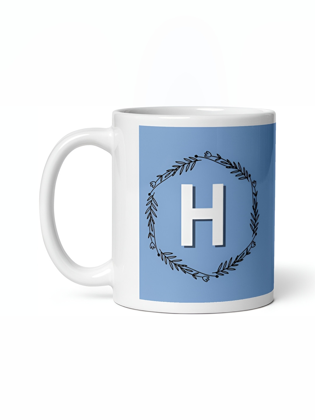 Mr UVD White & Blue Typography Printed Ceramic Mug 350 ml