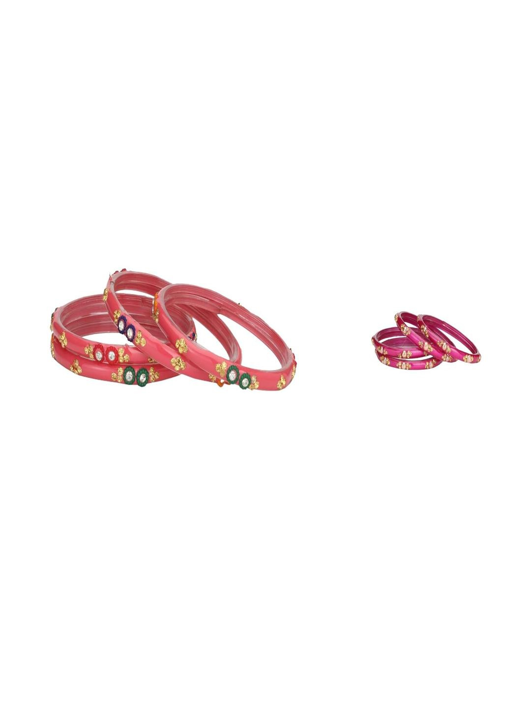 Somil set of 2 pink Combo Glass Bangles