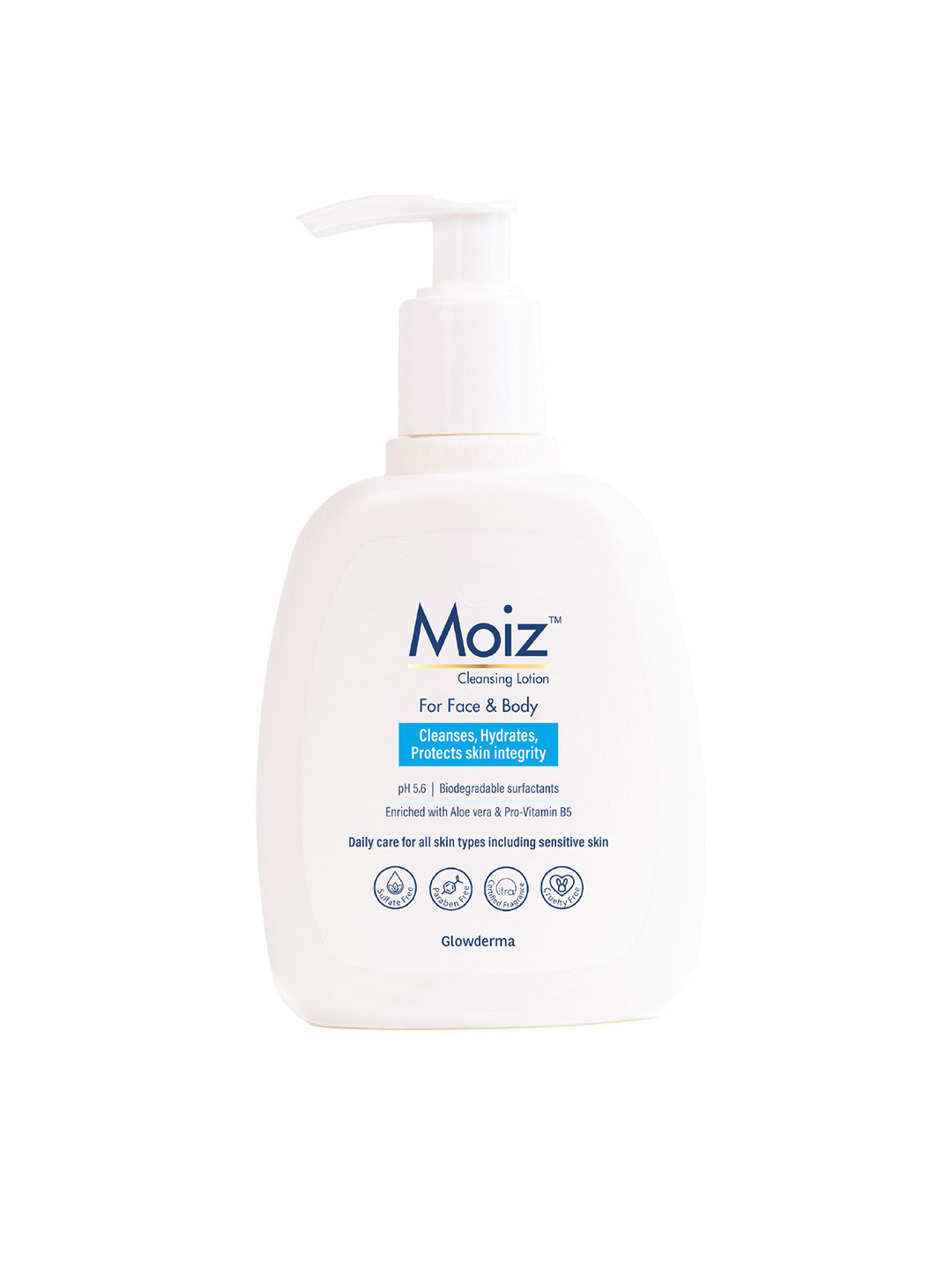 MOIZ Cleansing Lotion Gentle Cleanser For Sensitive Skin With Pro-Vitamin B5 - 200 ml