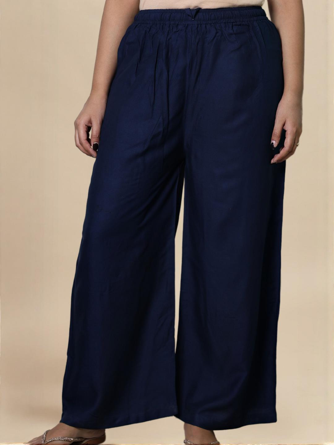 myplusfashion Women Blue & Black Pack Of 2 Ethnic Palazzos