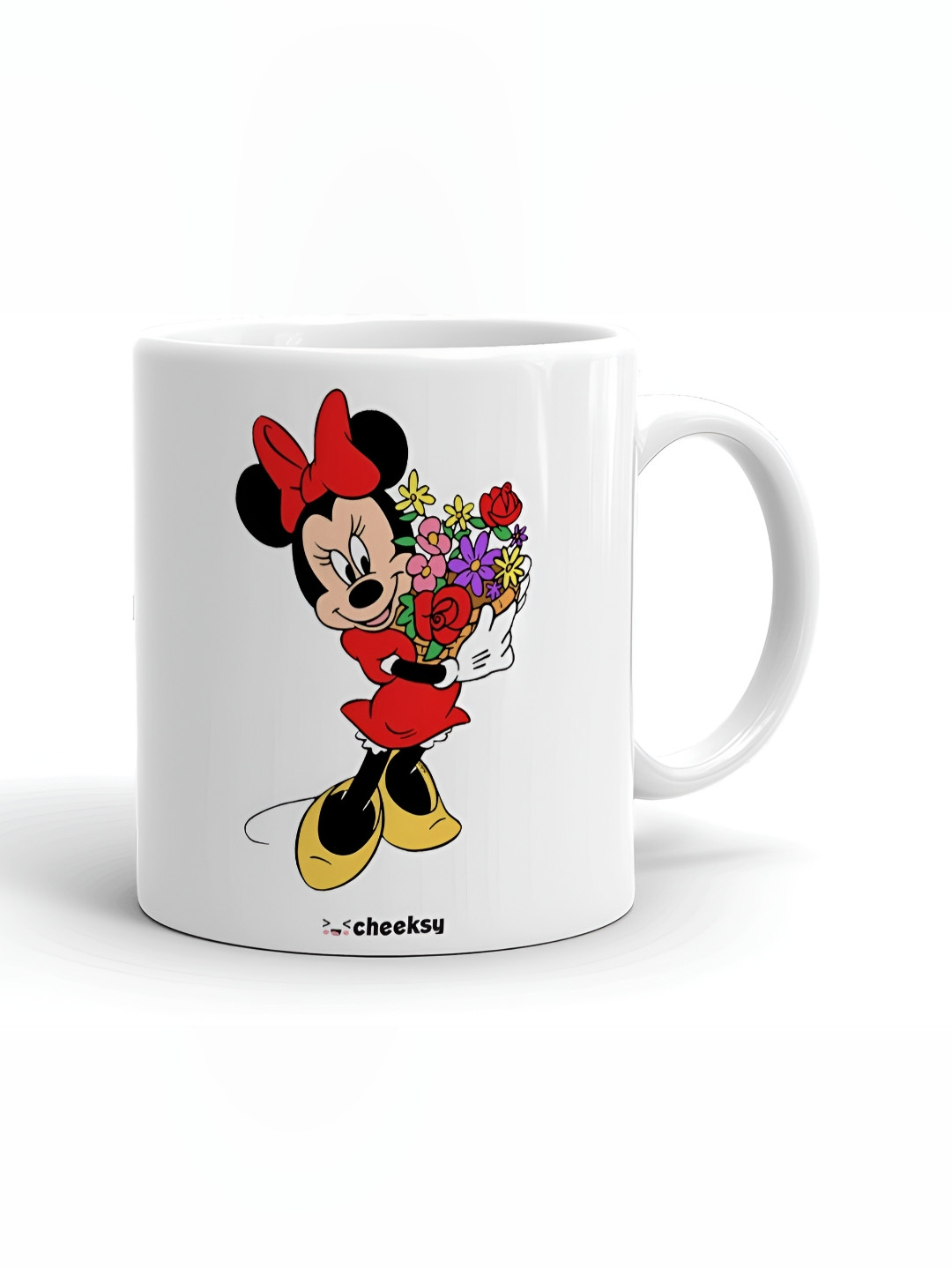 Mr UVD White & Pink Cartoon Character Printed Ceramic Glossy Mug - 350 ml