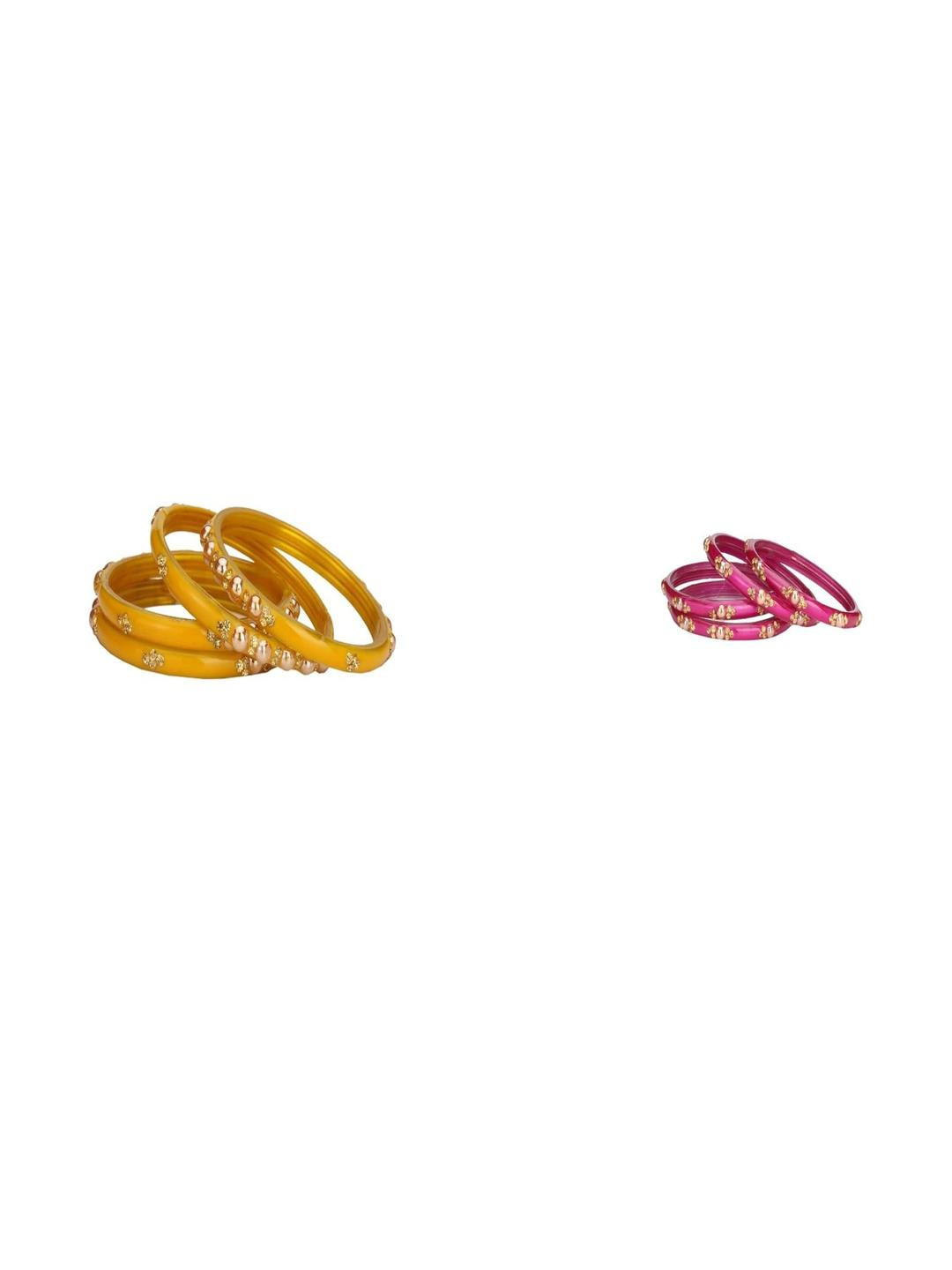 Somil Combo Bangle Set For Women | Traditional Daily Bangles | Perfect For Parties & Functions, Combo Of 2 Set, Yellow, MultiColor