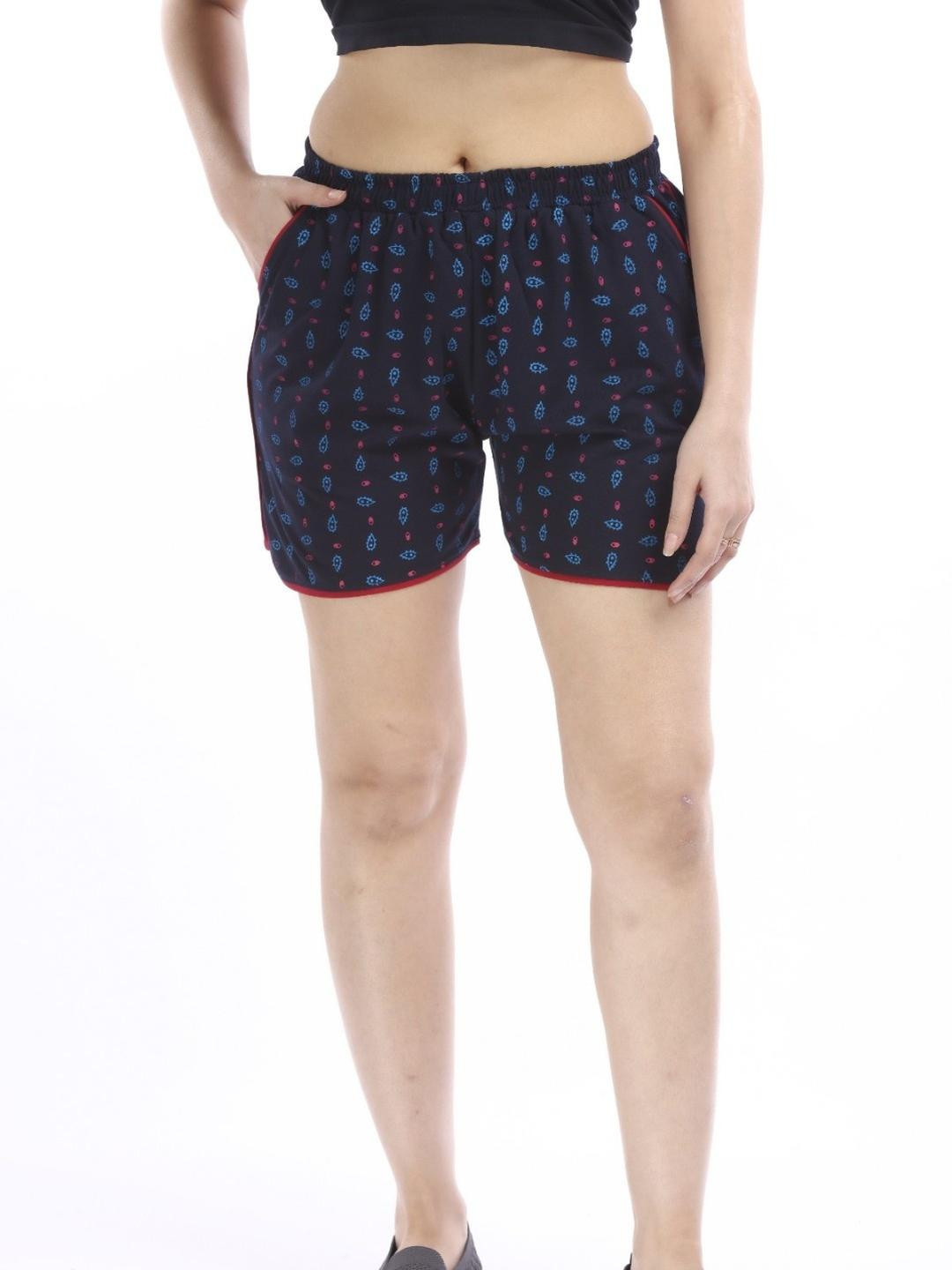 E-MAX Women Navy Blue Printed Short