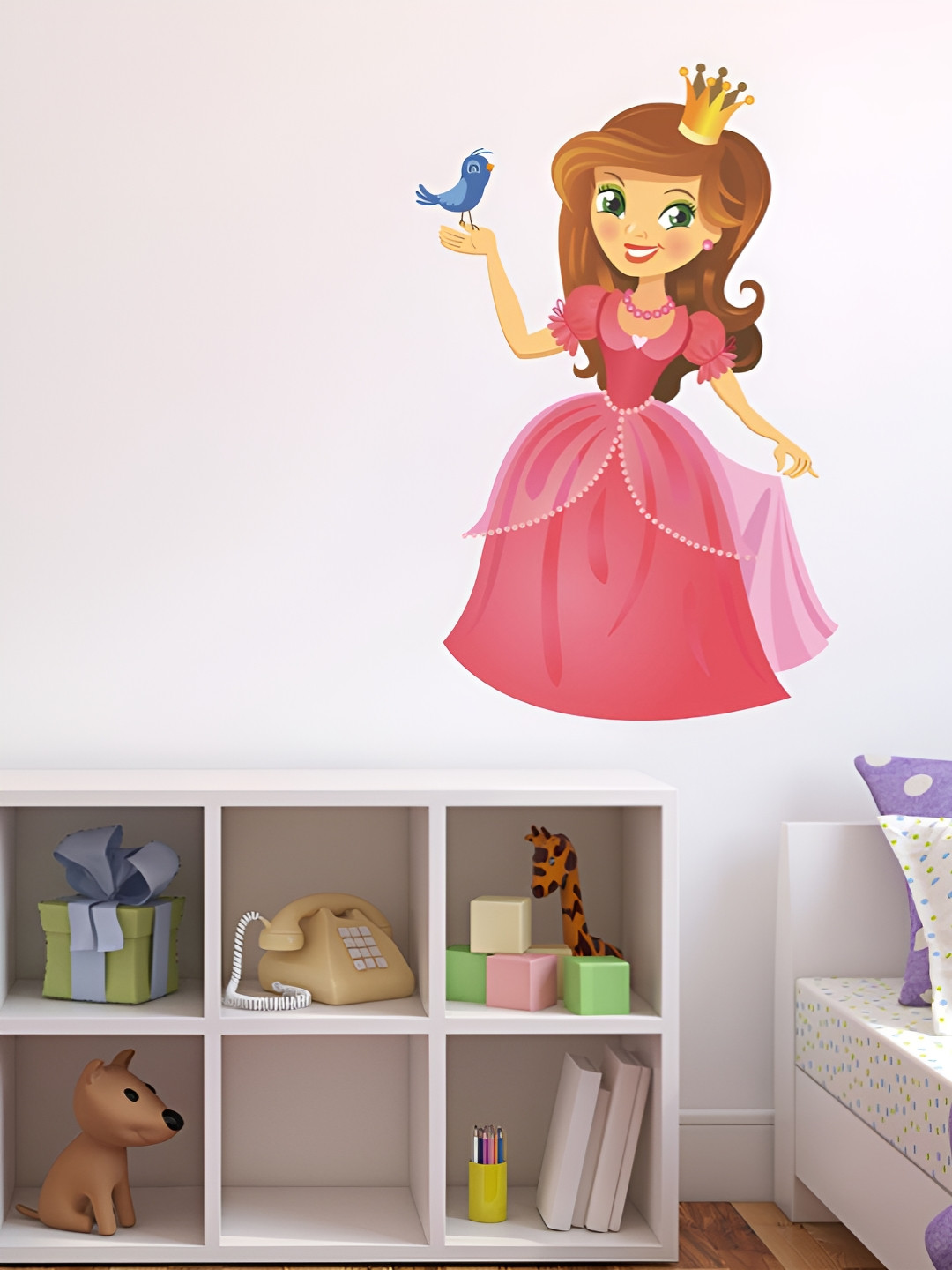 LANSTICK Princess & Bird Print Wall Sticker