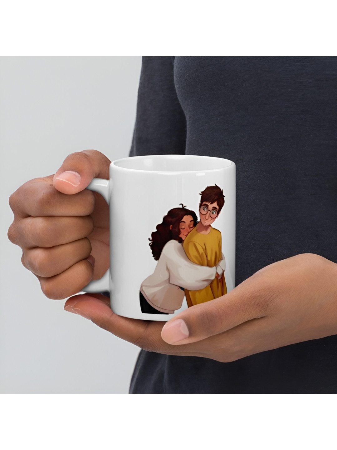 Mr UVD Brown & White Graphic Printed Ceramic Glossy Mug 350 ML