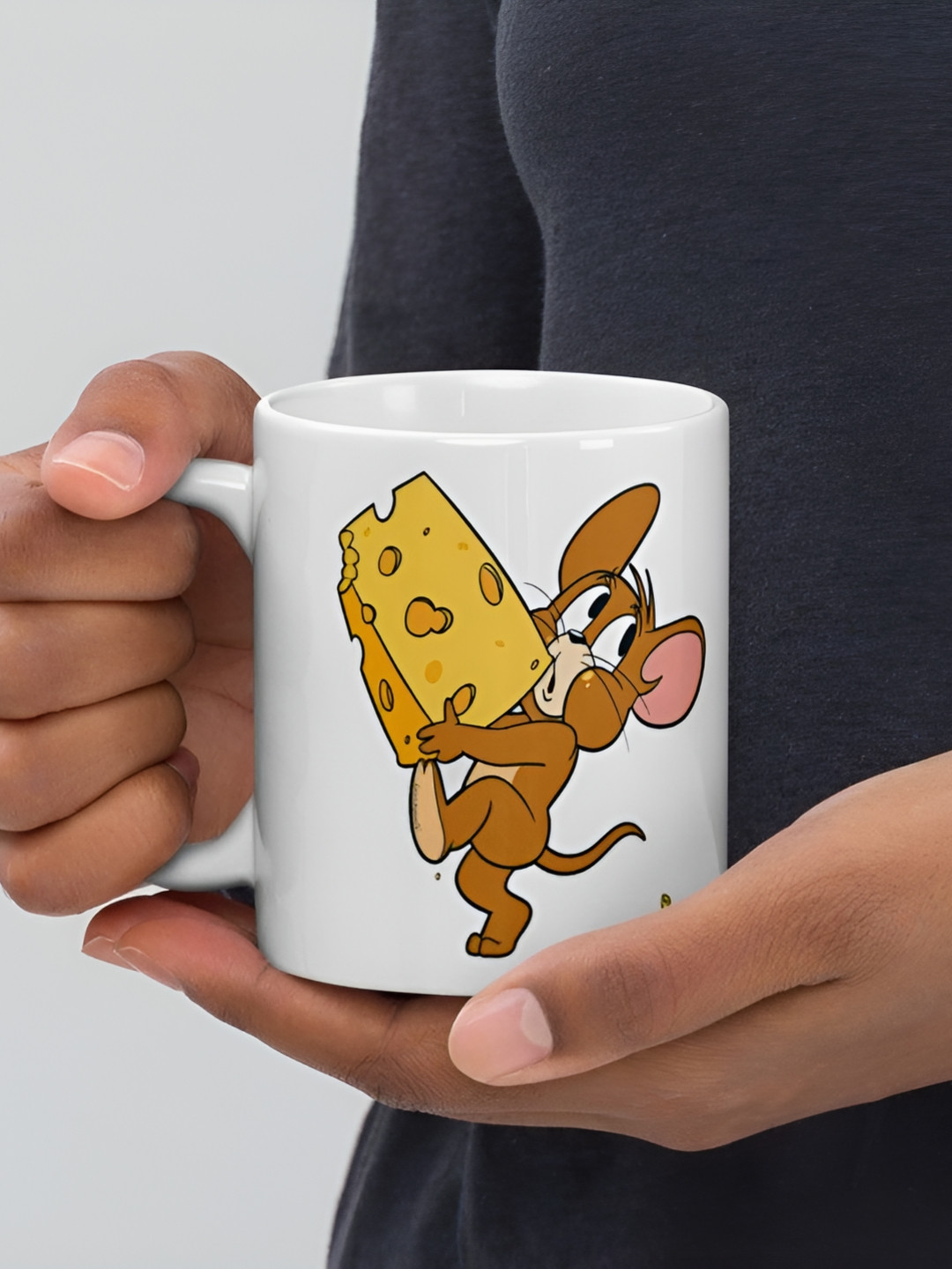 Mr UVD White & Brown Cheese Printed Ceramic Mug 350ml