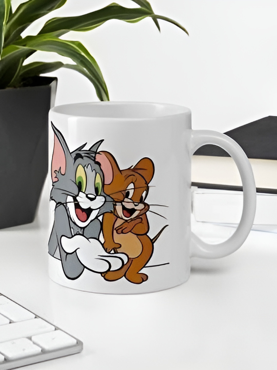 Mr UVD White & Grey Cartoon Characters Printed Matte Ceramic Mugs