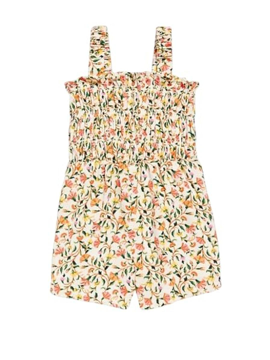 Sleeveless Smocked Double-Weave Multicolor Romper for Girls