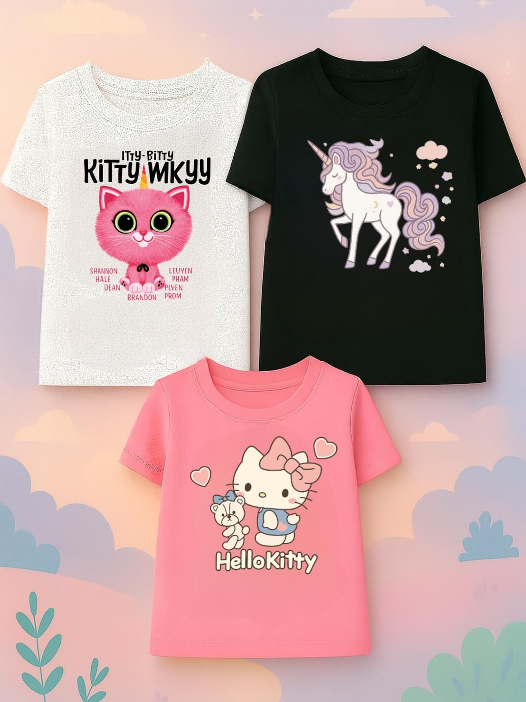 Damn Gud Girls Multicolour T-Shirt Pack of 9