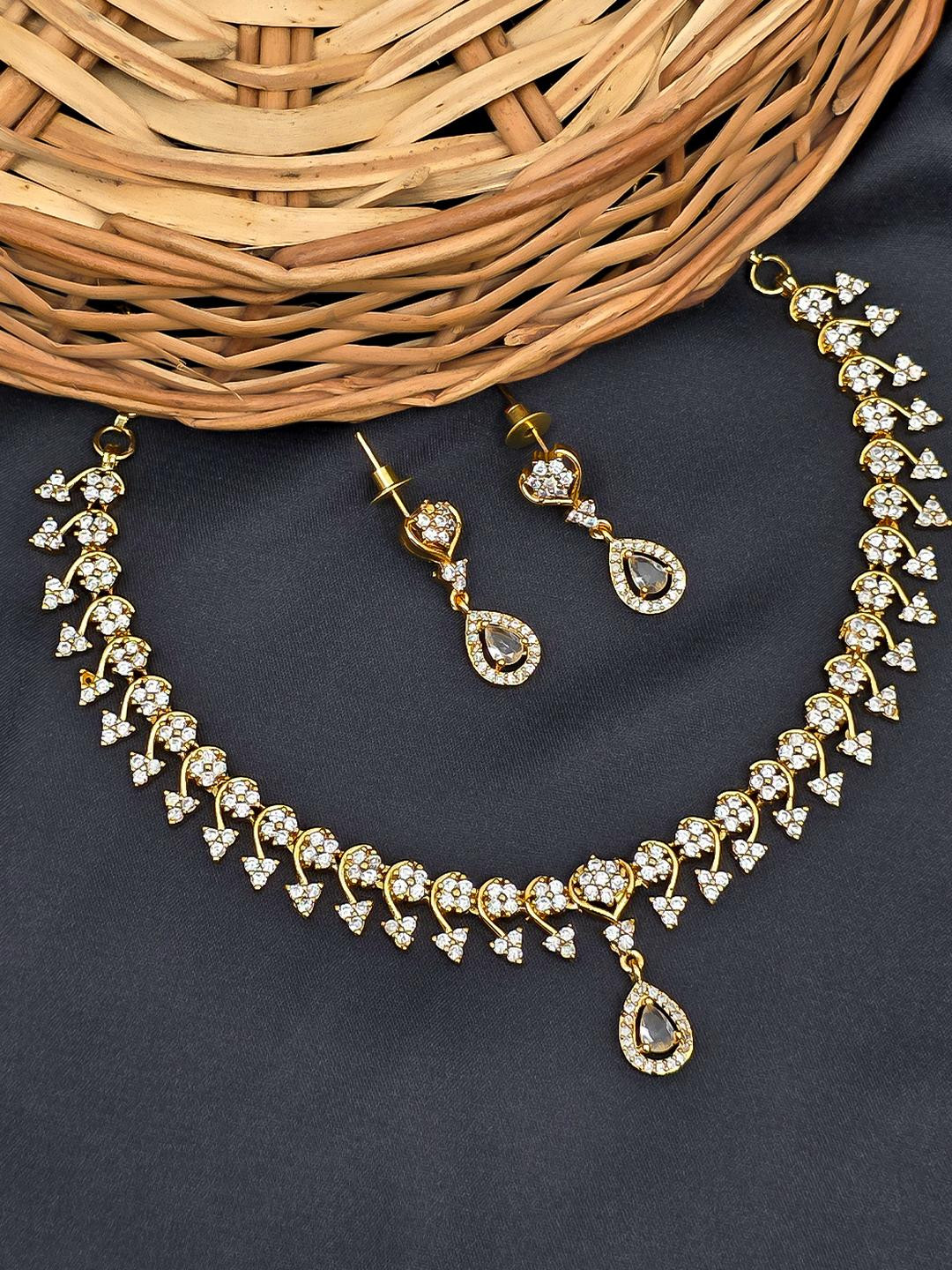 Gold-Plated Necklace and Earrings Set