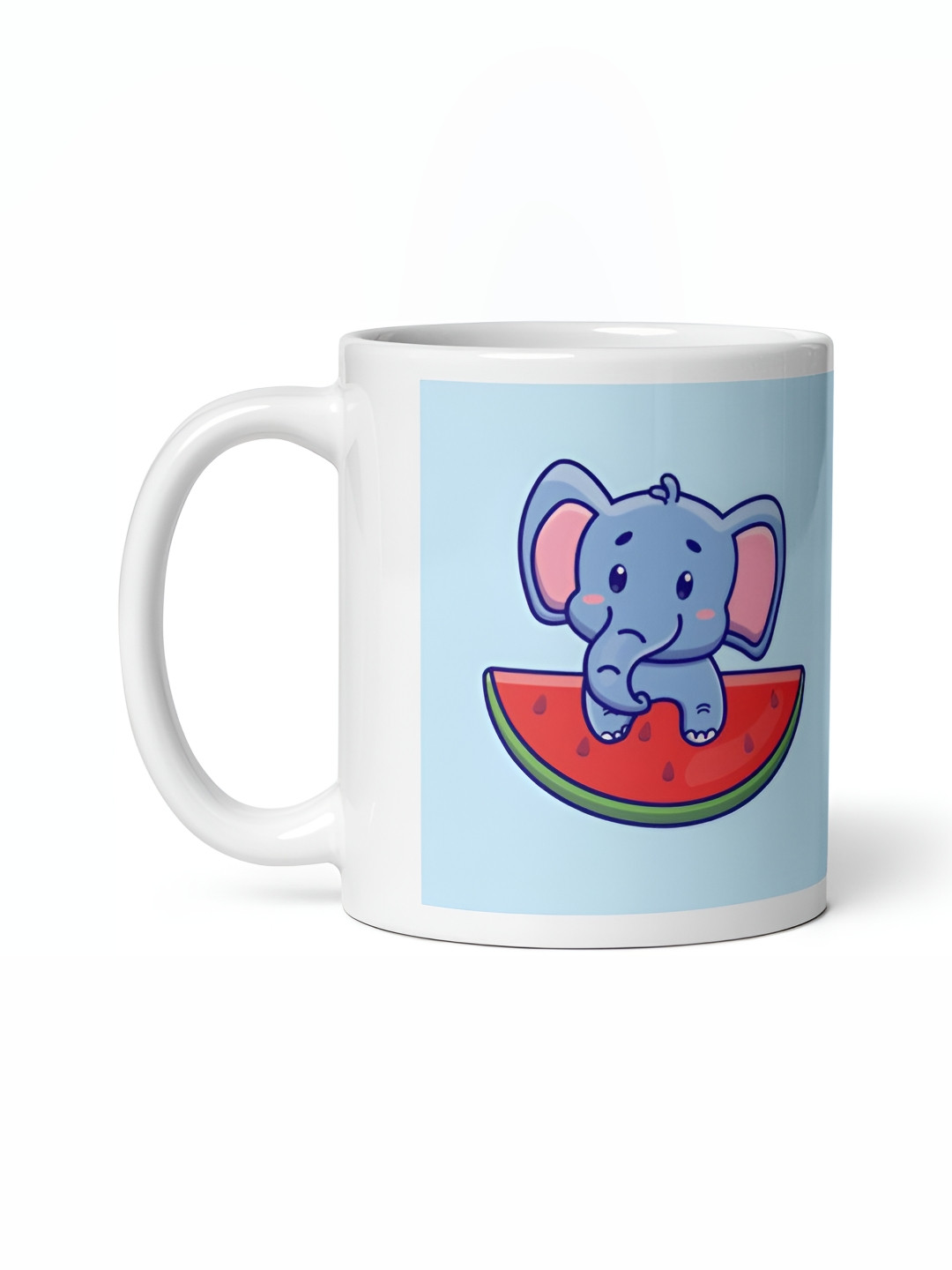 Mr UVD White & Blue Elephant Printed Ceramic Mug 350ml