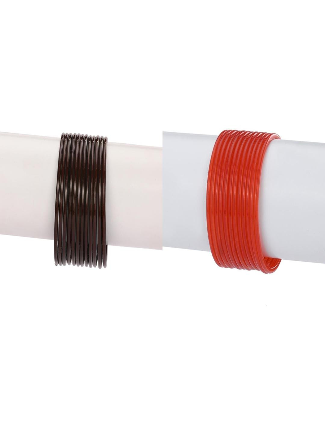 Somil Plain Glass Bangles Set For Women & Girls | Elegant Brown & Red Chudi | Handmade Traditional Bangles For Daily & Festive, Party, Function | Everyday & Special Occasions, Pack Of 24 -A103