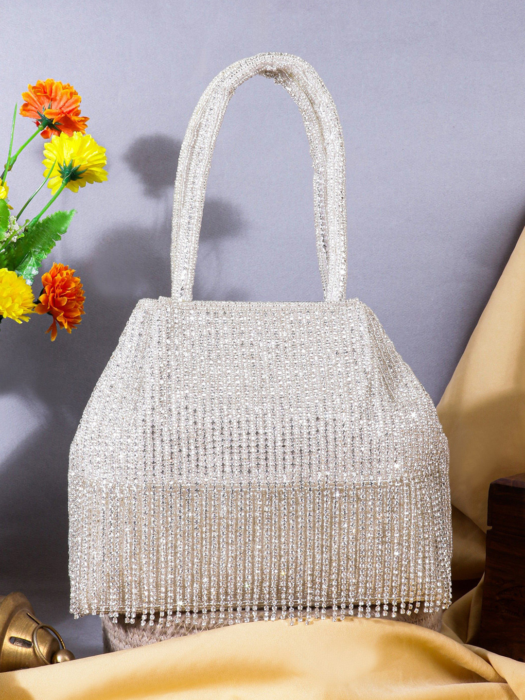 MISHA Zayra Luxe Embellished Jute Purse Clutch