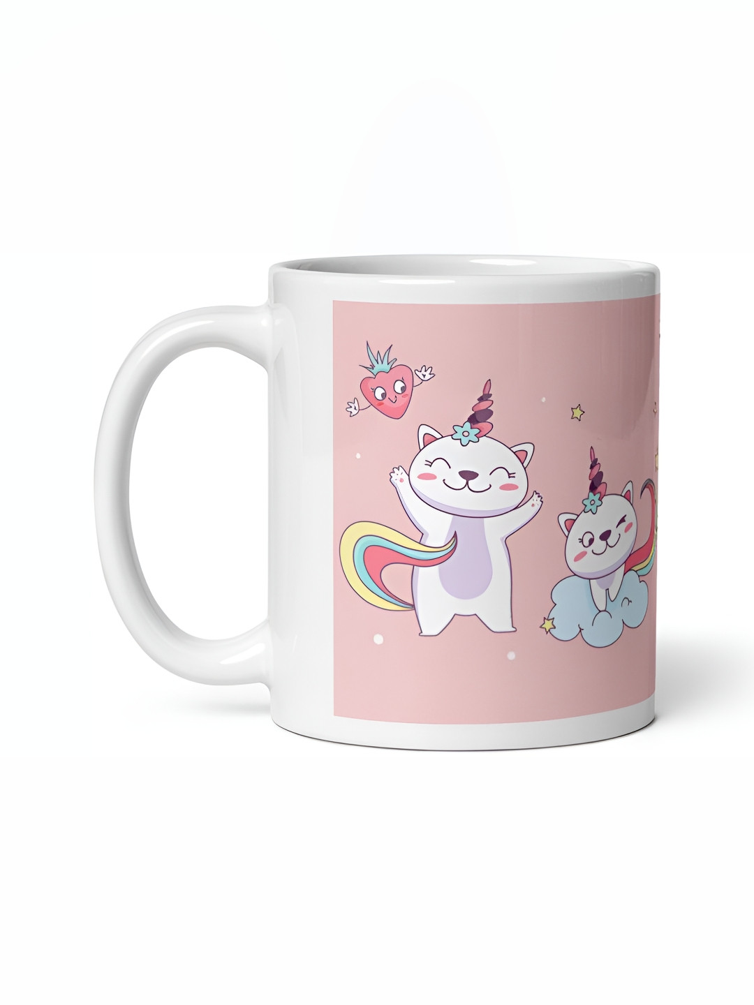 Mr UVD White & Pink Graphic Printed Ceramic Glossy Mug 350 ml