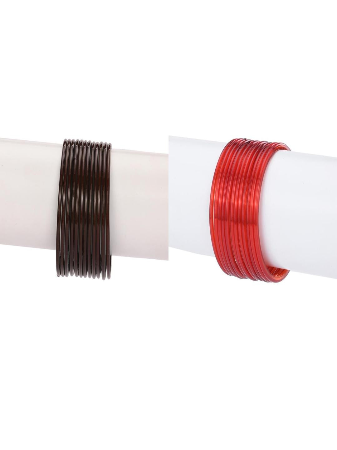 Somil set of 2 brown,red Combo Glass Bangles
