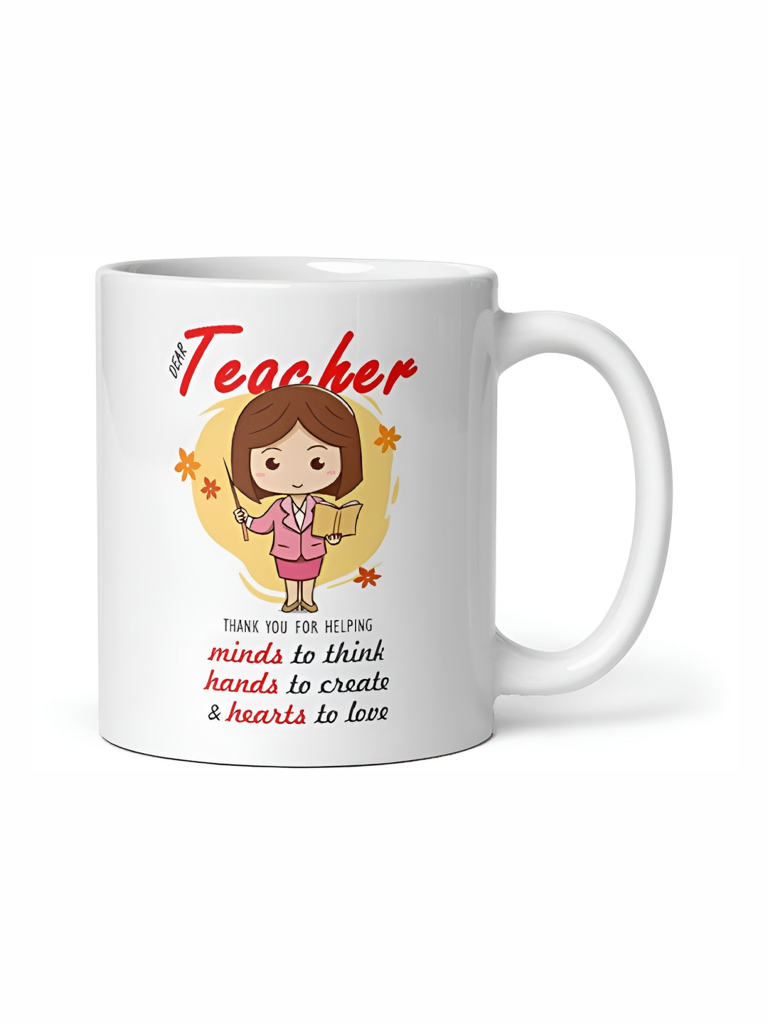 Mr UVD White & Yellow Graphic Printed Matte Ceramic Mug 350 ml