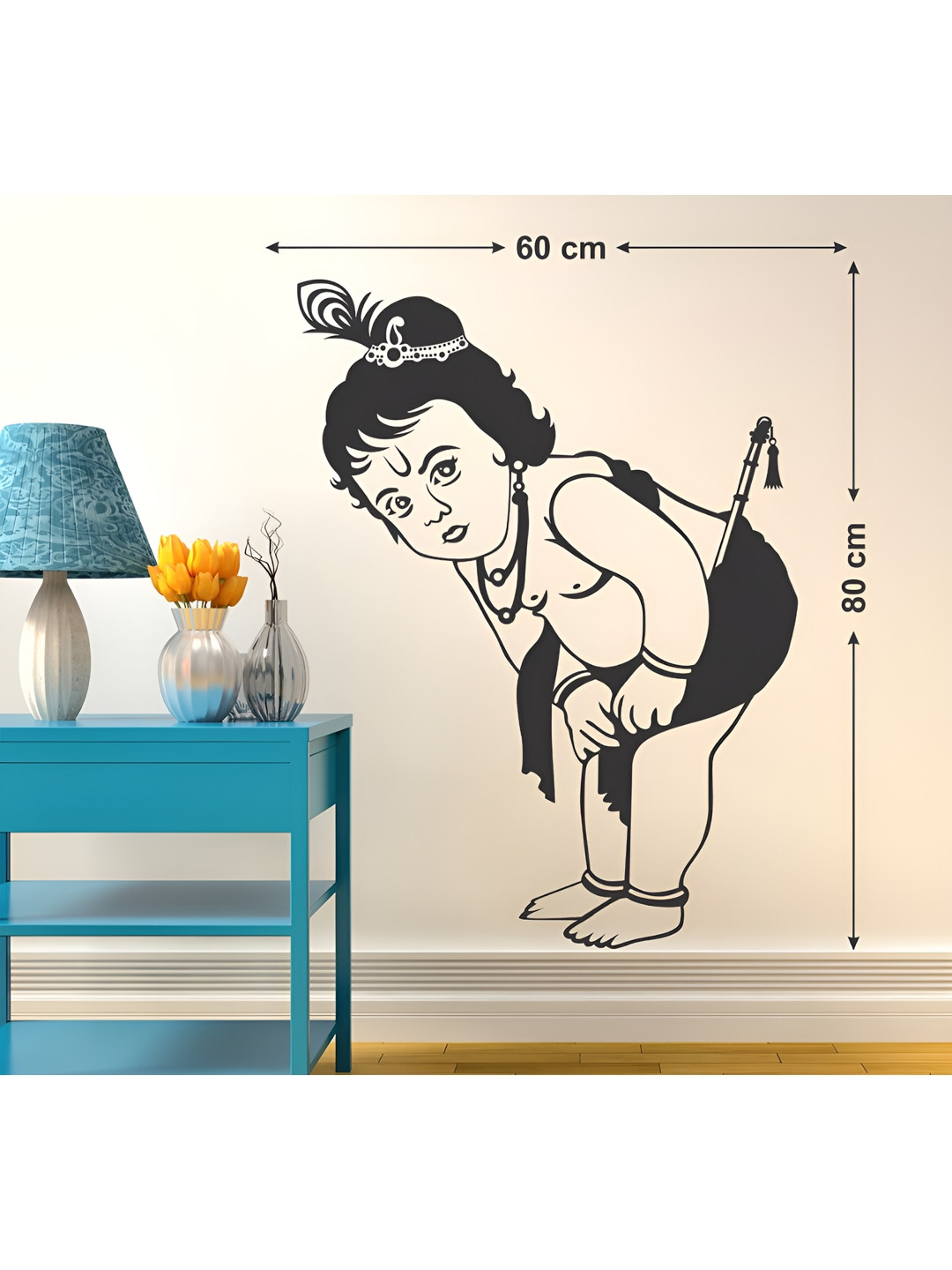 LANSTICK Black Lord Krishna Wall Sticker