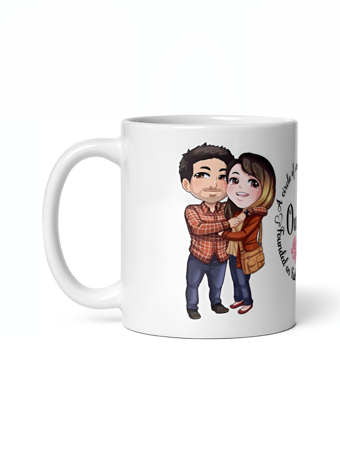 Mr UVD White & Brown Cartoon Characters Printed Ceramic Glossy Mugs 350 ML
