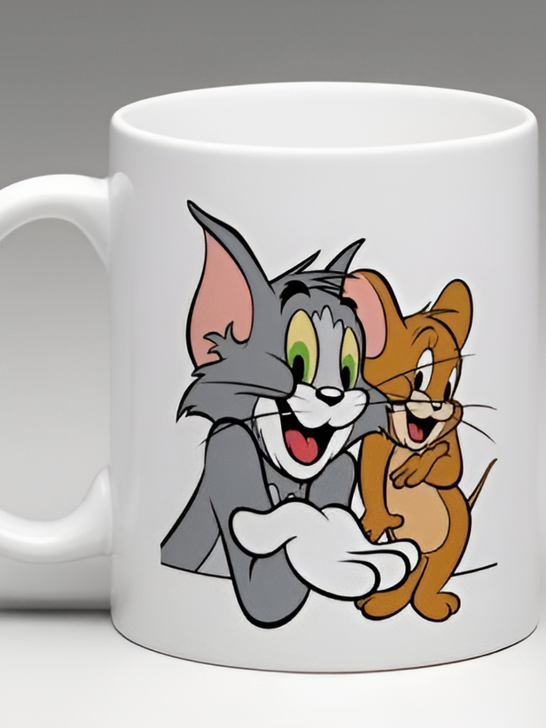 Mr UVD Brown White & Grey Cartoon Characters Printed Ceramic Matte Mug 350 ml