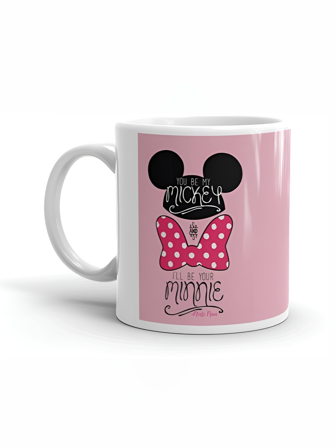 Mr UVD White & Pink Mickey Mouse Printed Ceramic Glossy Mug