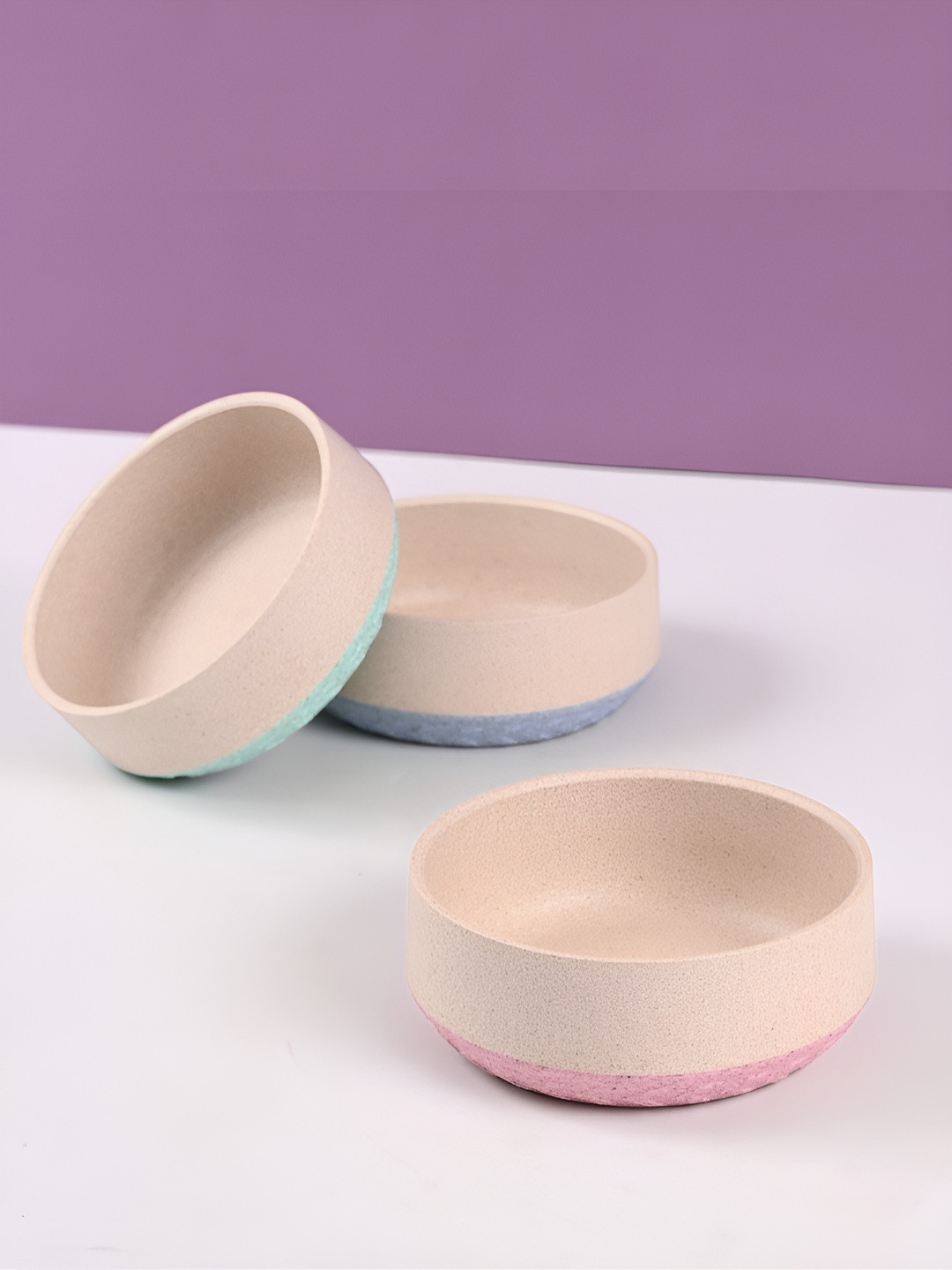 eha Beige And Blue 2025 3 Pieces Dishwasher And Microwave Safe Serving Bowls