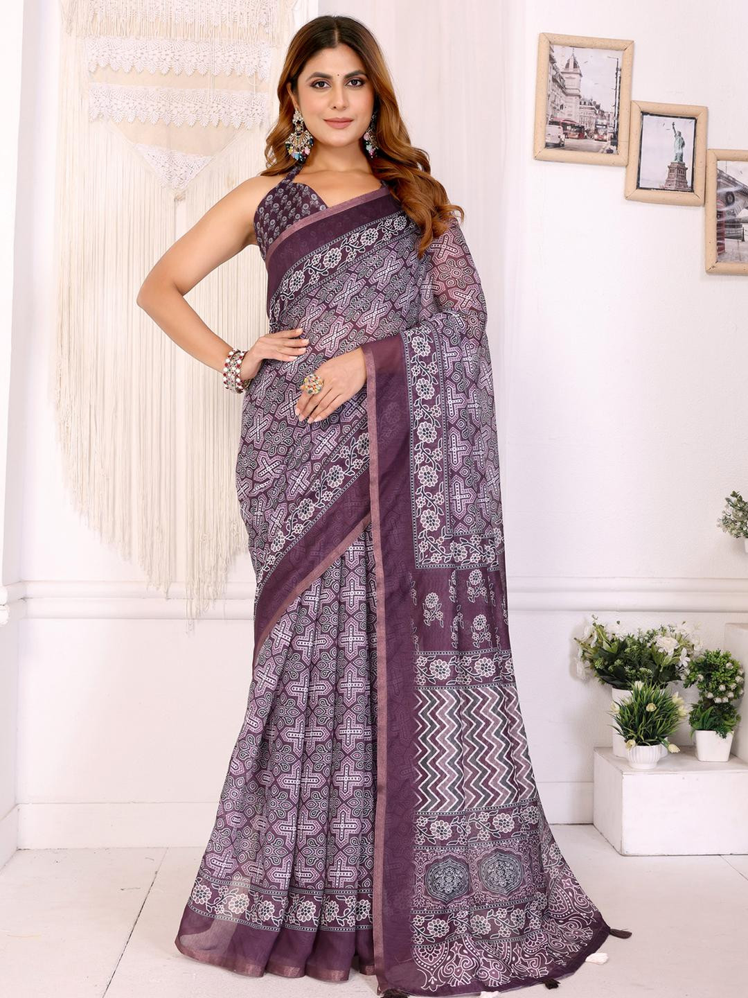 JYA Printed Celebrity Inspired  Banarasi Silk Saree For Women