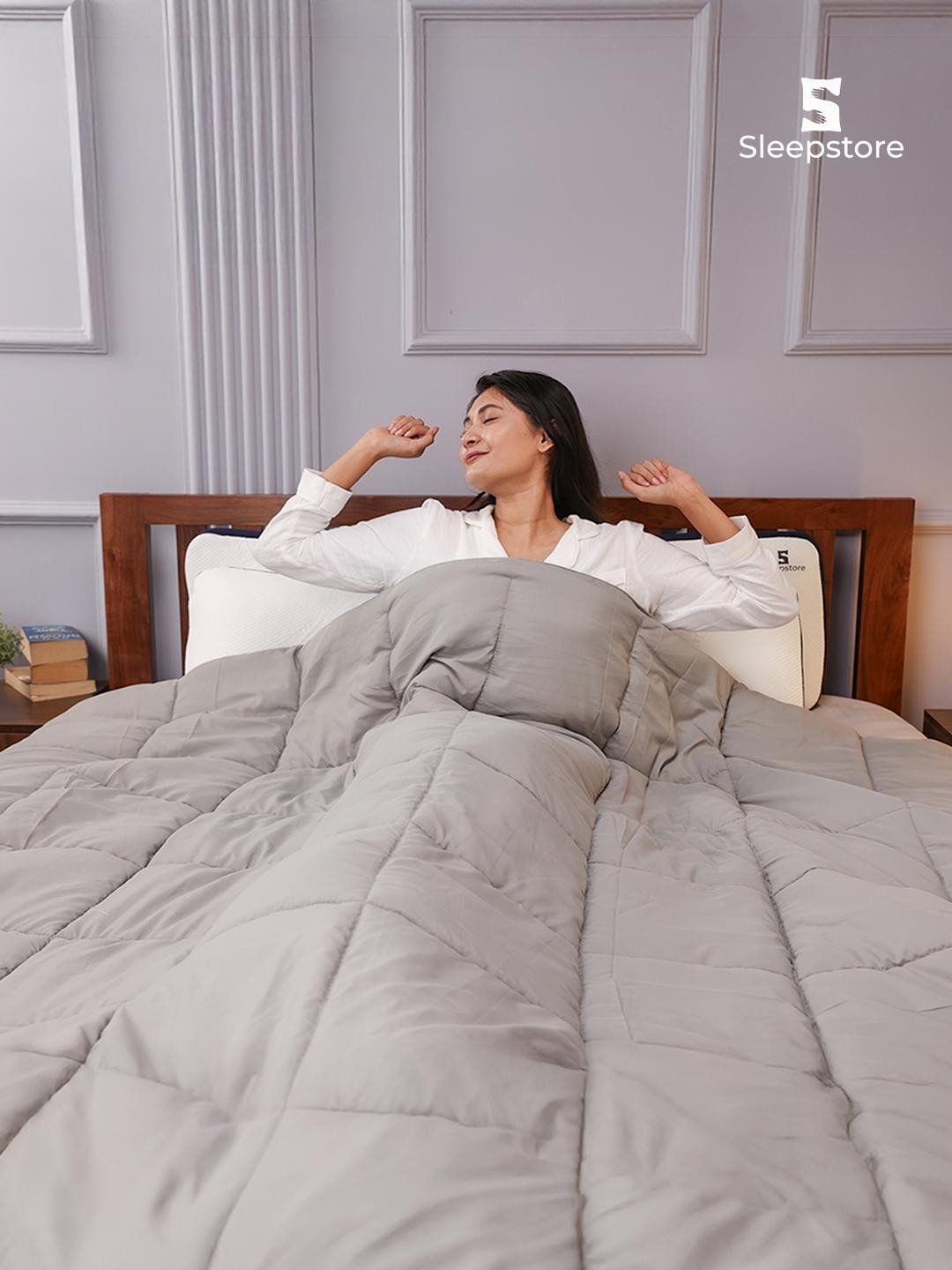 Sleepstore Grey & White 250 GSM King Size Double Bed Reversible Comforter