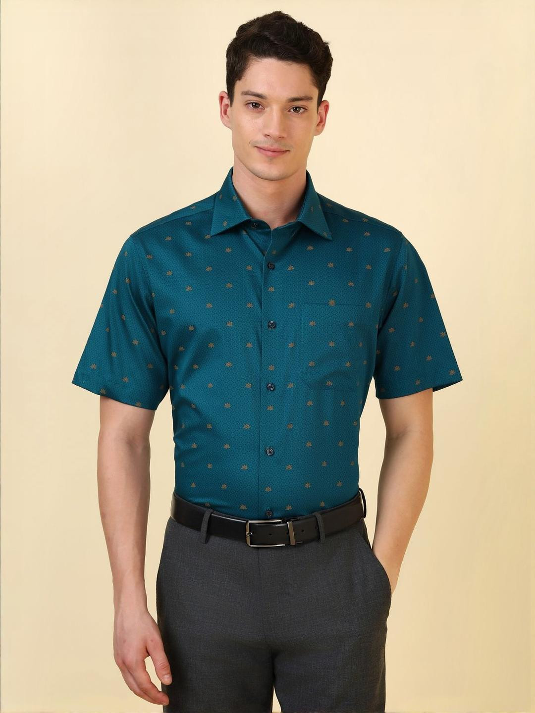 Allen Solly Sport Formal Printed Spread Collar Cotton Slim Fit Formal Shirt