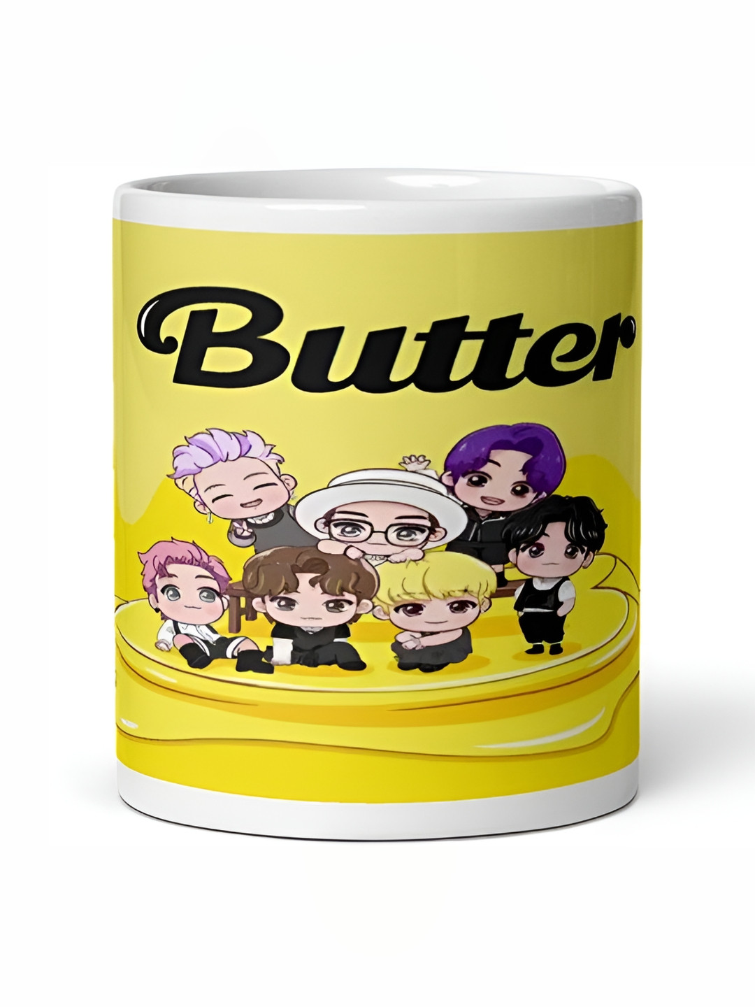 Mr UVD White & Yellow BTS Tiny Toon Graphic Printed Ceramic Glossy Mug