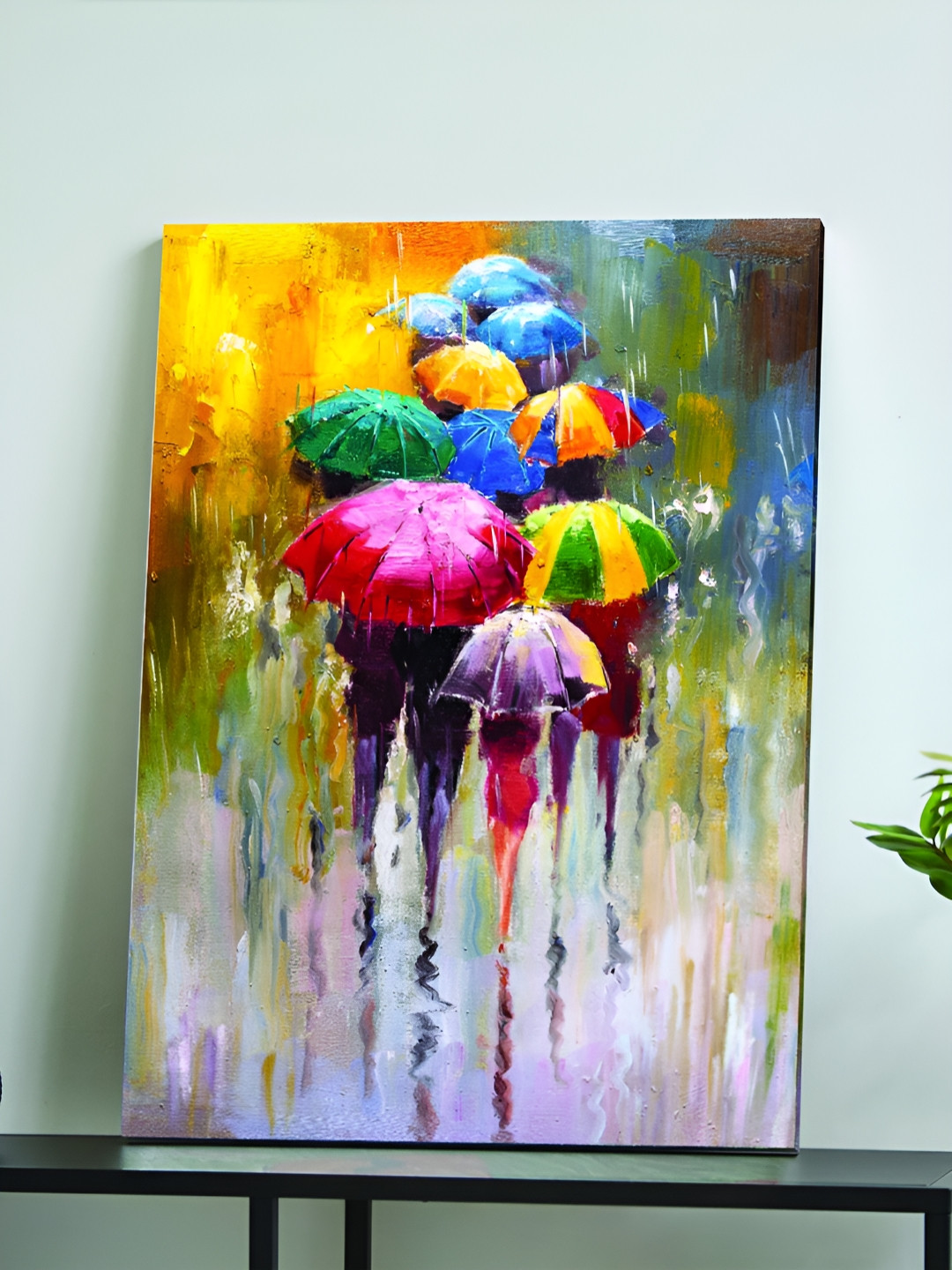 Myntra Elegant Homes Multi Stretched On Frame Canvas Colorful Umbrella Painting Wall Art