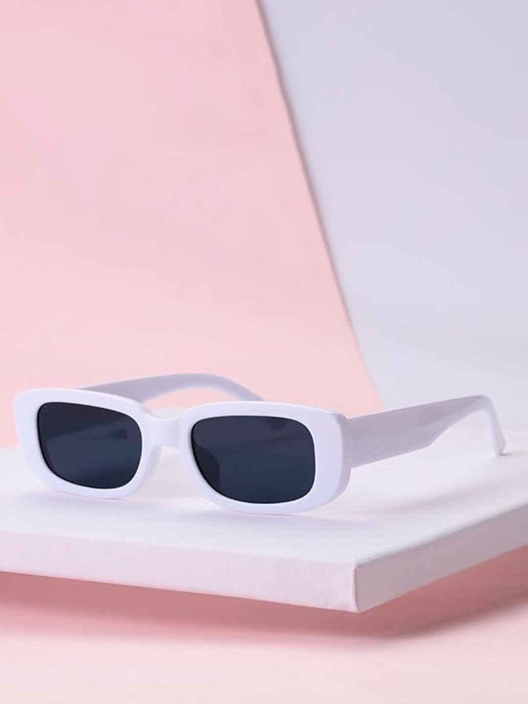 HAYDEN haiza Unisex Rectangle Sunglasses with UV Protected Lens White Candy