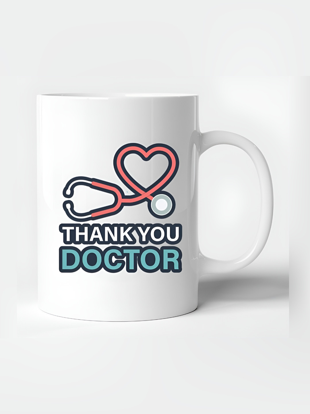 Mr UVD White & Blue Typography Printed Ceramic Glossy Mug - 350 ml